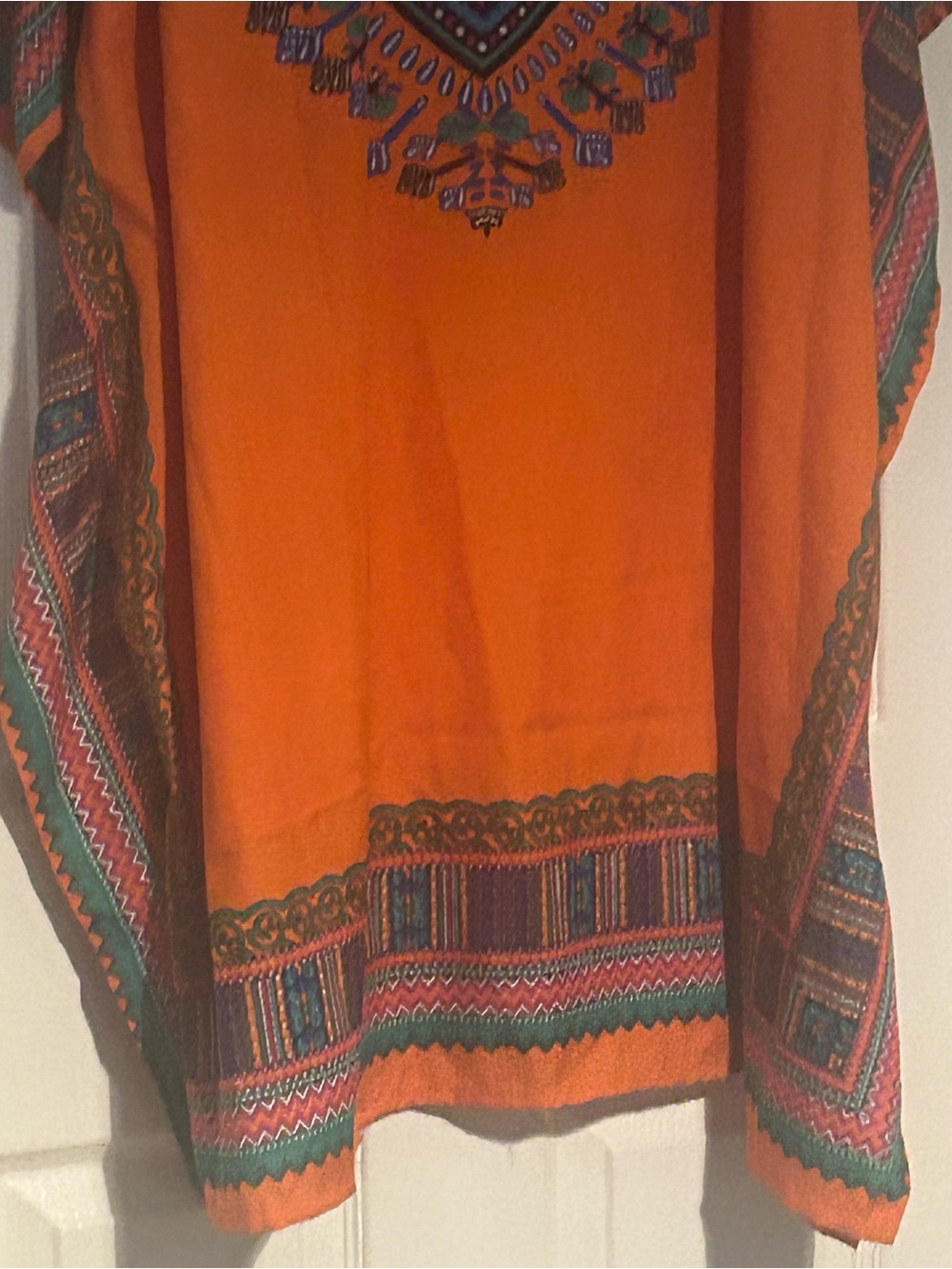 Women's Orange Embroidered Button-Down Shirt Dress